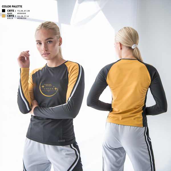Womens Long Sleeve Vneck Shirt, Fredericktown High School Cheerleading, Cheer, Teamtime, Team time, sublimation, custom sports apparel, team uniforms, spirit wear, spiritwear, sports uniforms, custom shirts, team store, custom team store, fundraiser sports, apparel fundraiser