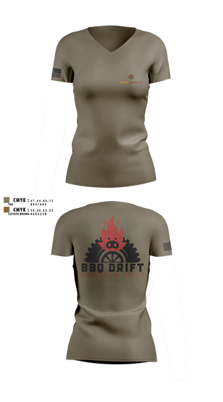 Womens Short Sleeve Vneck Shirt, BBQ Drift, , Teamtime, Team time, sublimation, custom sports apparel, team uniforms, spirit wear, spiritwear, sports uniforms, custom shirts, team store, custom team store, fundraiser sports, apparel fundraiser