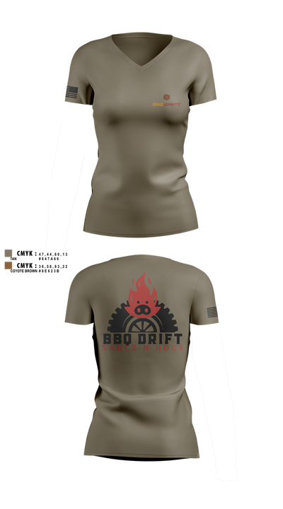 BBQ Drift 17355442 Women's Short Sleeve V-neck Shirt - 2