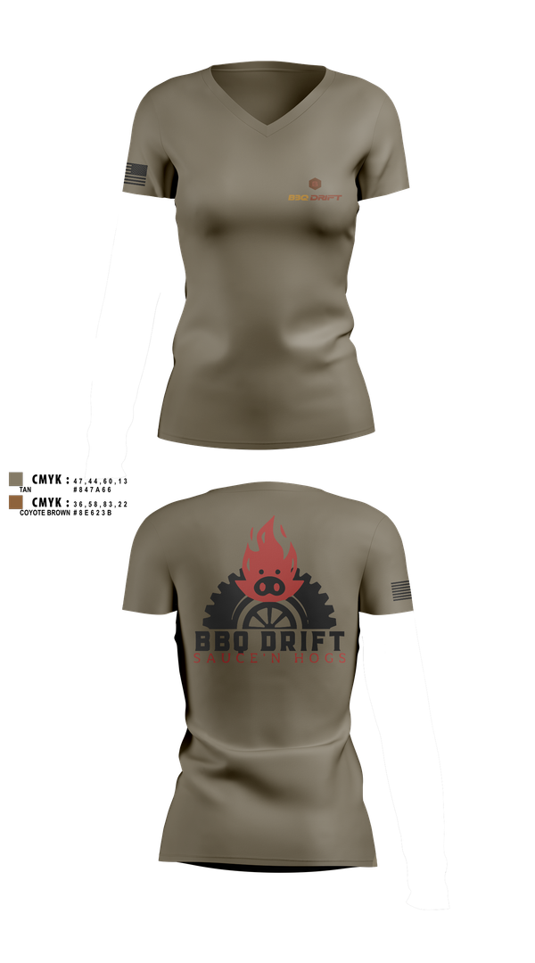 Womens Short Sleeve Vneck Shirt, BBQ Drift, , Teamtime, Team time, sublimation, custom sports apparel, team uniforms, spirit wear, spiritwear, sports uniforms, custom shirts, team store, custom team store, fundraiser sports, apparel fundraiser