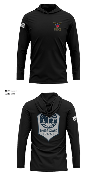 Long Sleeve Performance Shirt with hood, IRS-CI, Police, Teamtime, Team time, sublimation, custom sports apparel, team uniforms, spirit wear, spiritwear, sports uniforms, custom shirts, team store, custom team store, fundraiser sports, apparel fundraiser
