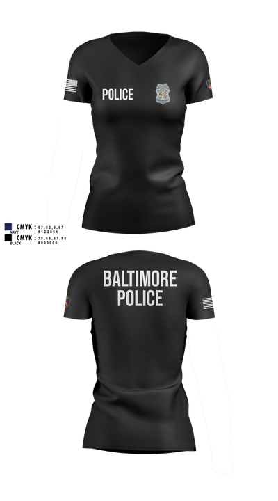 Baltimore Police Department 87844161 Women's Short Sleeve V-neck Shirt - 105
