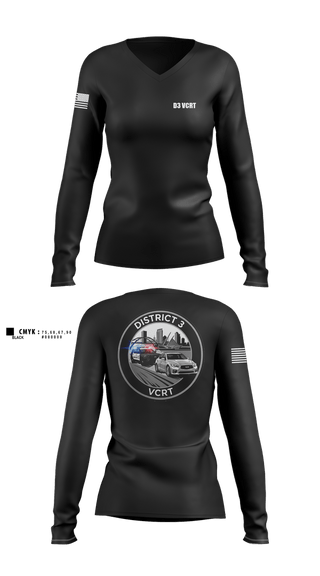 Womens Long Sleeve Vneck Shirt, D3 Violent Crimes Reduction Team, Police, Teamtime, Team time, sublimation, custom sports apparel, team uniforms, spirit wear, spiritwear, sports uniforms, custom shirts, team store, custom team store, fundraiser sports, apparel fundraiser
