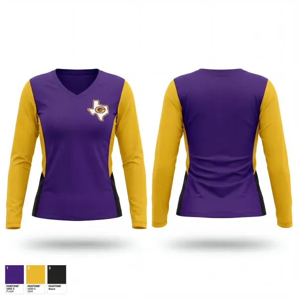 Womens Long Sleeve Vneck Shirt, Granbury Pirates, Softball, Teamtime, Team time, sublimation, custom sports apparel, team uniforms, spirit wear, spiritwear, sports uniforms, custom shirts, team store, custom team store, fundraiser sports, apparel fundraiser