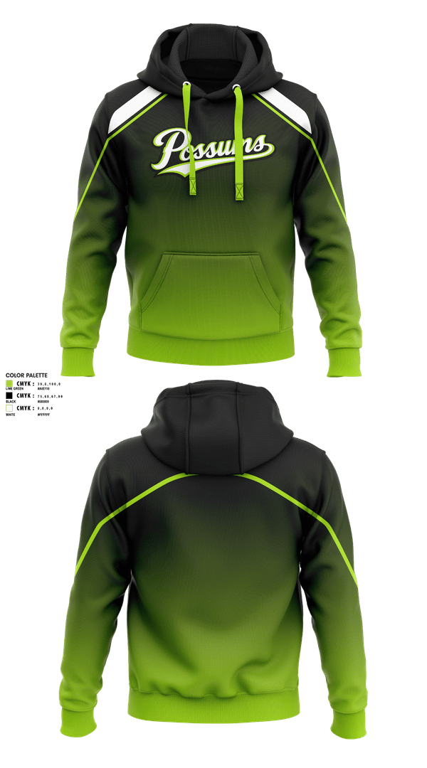 Hoodie, Possums, Baseball, Teamtime, Team time, sublimation, custom sports apparel, team uniforms, spirit wear, spiritwear, sports uniforms, custom shirts, team store, custom team store, fundraiser sports, apparel fundraiser