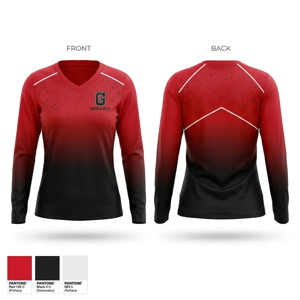 Womens Long Sleeve Vneck Shirt, Glenwood High School Swimming, Swimming, Teamtime, Team time, sublimation, custom sports apparel, team uniforms, spirit wear, spiritwear, sports uniforms, custom shirts, team store, custom team store, fundraiser sports, apparel fundraiser