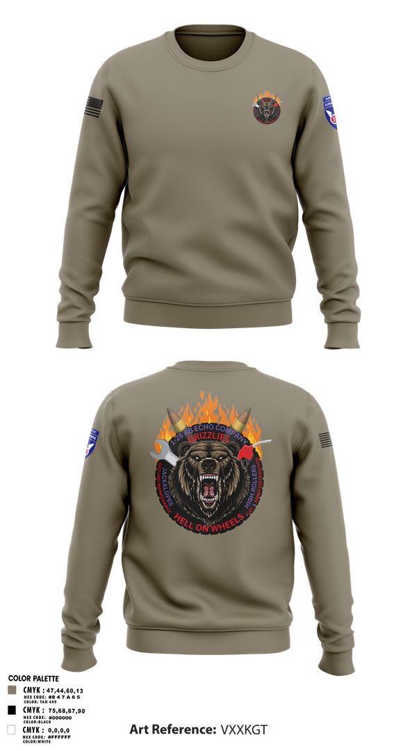 Crew Neck Sweatshirt, E co 1/25, Army, Teamtime, Team time, sublimation, custom sports apparel, team uniforms, spirit wear, spiritwear, sports uniforms, custom shirts, team store, custom team store, fundraiser sports, apparel fundraiser