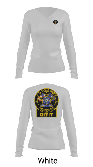 Womens Long Sleeve Vneck Shirt, Chesterfield County Sheriff’s Office, Police, Teamtime, Team time, sublimation, custom sports apparel, team uniforms, spirit wear, spiritwear, sports uniforms, custom shirts, team store, custom team store, fundraiser sports, apparel fundraiser