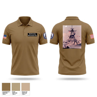 Short Sleeve Performance Polo, Battleship Wisconsin Div, Navy, Teamtime, Team time, sublimation, custom sports apparel, team uniforms, spirit wear, spiritwear, sports uniforms, custom shirts, team store, custom team store, fundraiser sports, apparel fundraiser