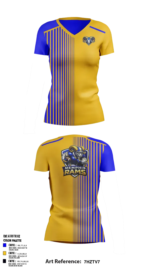 Womens Short Sleeve Vneck Shirt, Memphis Rams, , Teamtime, Team time, sublimation, custom sports apparel, team uniforms, spirit wear, spiritwear, sports uniforms, custom shirts, team store, custom team store, fundraiser sports, apparel fundraiser