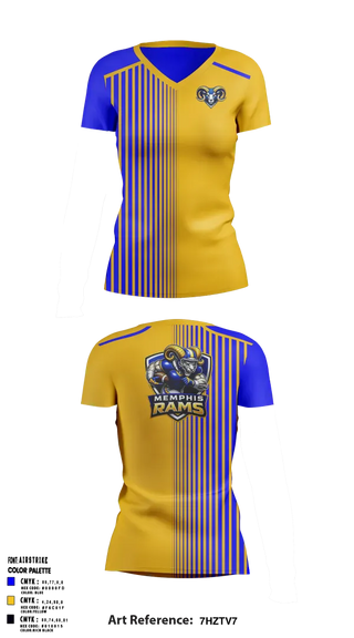 Womens Short Sleeve Vneck Shirt, Memphis Rams, , Teamtime, Team time, sublimation, custom sports apparel, team uniforms, spirit wear, spiritwear, sports uniforms, custom shirts, team store, custom team store, fundraiser sports, apparel fundraiser
