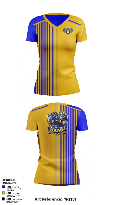 Memphis Rams 44971969 Women's Short Sleeve V-neck Shirt - 4