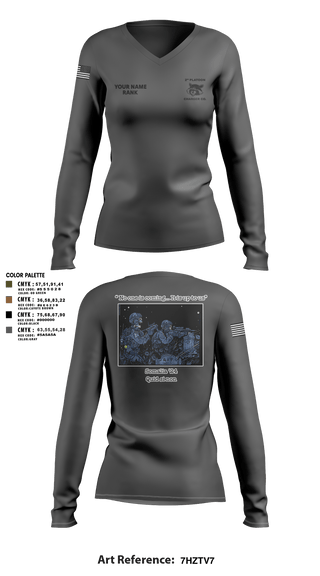 Women's Long Sleeve Vneck Shirt, Charger Co. / 2-112th Infantry Battalion, National Guard, Teamtime, Team time, sublimation, custom sports apparel, team uniforms, spirit wear, spiritwear, sports uniforms, custom shirts, team store, custom team store, fundraiser sports, apparel fundraiser