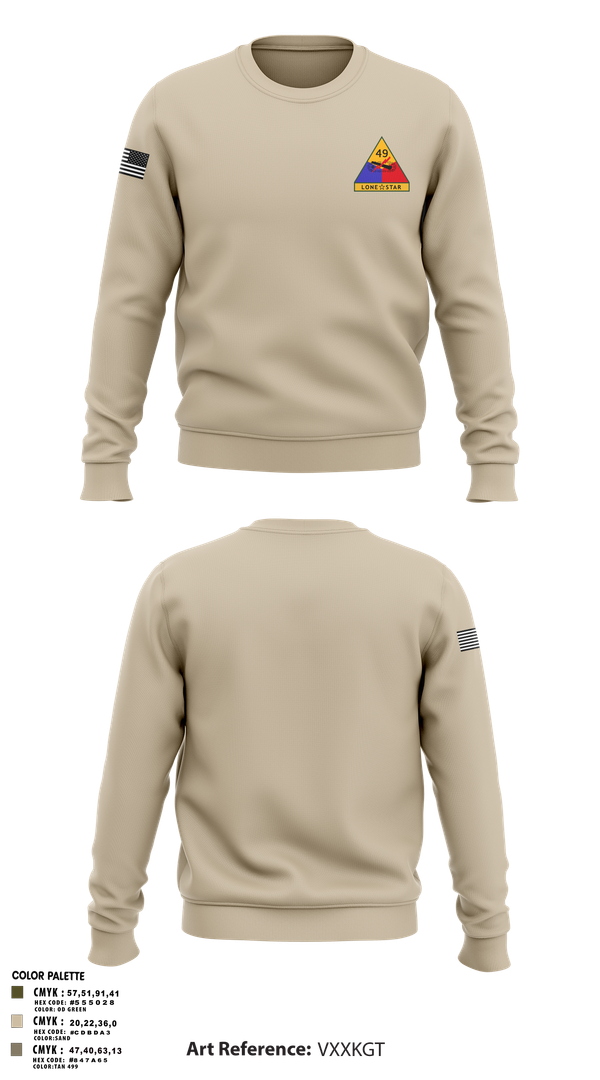 Crew Neck Sweatshirt, 49th Armored, , Teamtime, Team time, sublimation, custom sports apparel, team uniforms, spirit wear, spiritwear, sports uniforms, custom shirts, team store, custom team store, fundraiser sports, apparel fundraiser