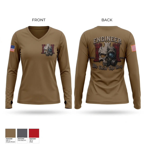 Womens Long Sleeve Vneck Shirt, 668th EN CO C2CRE, Army, Teamtime, Team time, sublimation, custom sports apparel, team uniforms, spirit wear, spiritwear, sports uniforms, custom shirts, team store, custom team store, fundraiser sports, apparel fundraiser