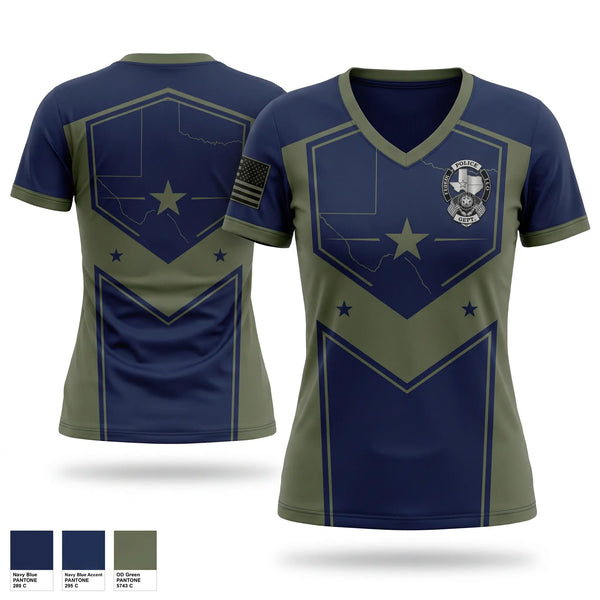Womens Short Sleeve Vneck Shirt, Ferris ISD Police Department, Police, Teamtime, Team time, sublimation, custom sports apparel, team uniforms, spirit wear, spiritwear, sports uniforms, custom shirts, team store, custom team store, fundraiser sports, apparel fundraiser