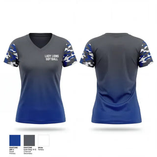 Womens Short Sleeve Vneck Shirt, Lady Lions Softball, Softball, Teamtime, Team time, sublimation, custom sports apparel, team uniforms, spirit wear, spiritwear, sports uniforms, custom shirts, team store, custom team store, fundraiser sports, apparel fundraiser