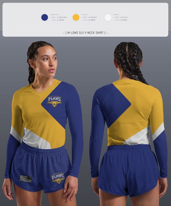 Womens Long Sleeve Vneck Shirt, Clyde Fliers, Golf, Teamtime, Team time, sublimation, custom sports apparel, team uniforms, spirit wear, spiritwear, sports uniforms, custom shirts, team store, custom team store, fundraiser sports, apparel fundraiser