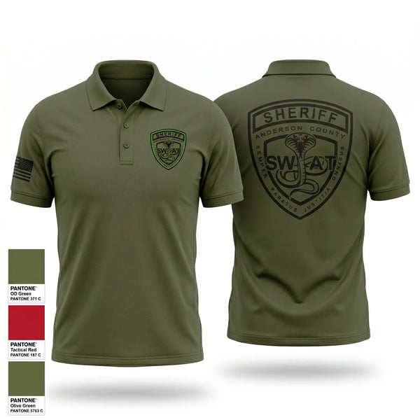 Short Sleeve Performance Polo, Anderson County Swat, Police, Teamtime, Team time, sublimation, custom sports apparel, team uniforms, spirit wear, spiritwear, sports uniforms, custom shirts, team store, custom team store, fundraiser sports, apparel fundraiser