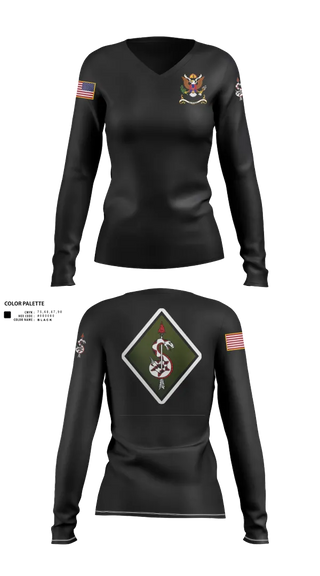 Womens Long Sleeve Vneck Shirt, , National Guard, Teamtime, Team time, sublimation, custom sports apparel, team uniforms, spirit wear, spiritwear, sports uniforms, custom shirts, team store, custom team store, fundraiser sports, apparel fundraiser
