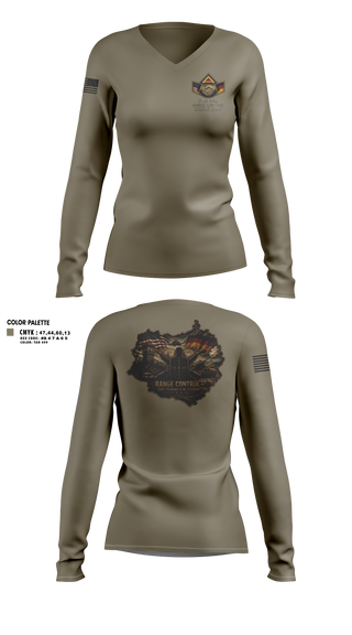 Womens Long Sleeve Vneck Shirt, 7TH ATC, Army, Teamtime, Team time, sublimation, custom sports apparel, team uniforms, spirit wear, spiritwear, sports uniforms, custom shirts, team store, custom team store, fundraiser sports, apparel fundraiser