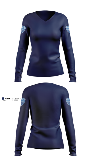 Womens Long Sleeve Vneck Shirt, Lakeland Community College Police Department, Police, Teamtime, Team time, sublimation, custom sports apparel, team uniforms, spirit wear, spiritwear, sports uniforms, custom shirts, team store, custom team store, fundraiser sports, apparel fundraiser
