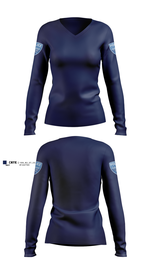 Womens Long Sleeve Vneck Shirt, Lakeland Community College Police Department, Police, Teamtime, Team time, sublimation, custom sports apparel, team uniforms, spirit wear, spiritwear, sports uniforms, custom shirts, team store, custom team store, fundraiser sports, apparel fundraiser