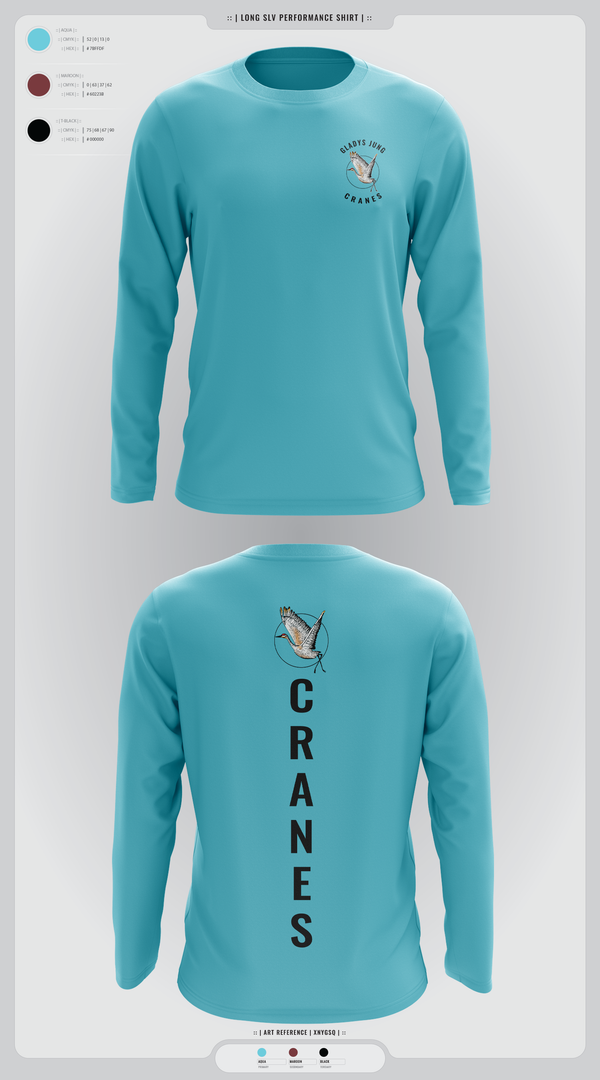 Long Sleeve Performance Shirt, Cranes, Spirit Store, Teamtime, Team time, sublimation, custom sports apparel, team uniforms, spirit wear, spiritwear, sports uniforms, custom shirts, team store, custom team store, fundraiser sports, apparel fundraiser