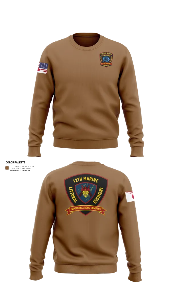 Crew Neck Sweatshirt, 12th MLR Headquarters Element, Marines, Teamtime, Team time, sublimation, custom sports apparel, team uniforms, spirit wear, spiritwear, sports uniforms, custom shirts, team store, custom team store, fundraiser sports, apparel fundraiser