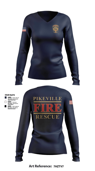 Womens Long Sleeve Vneck Shirt, PFD, Fire Department, Teamtime, Team time, sublimation, custom sports apparel, team uniforms, spirit wear, spiritwear, sports uniforms, custom shirts, team store, custom team store, fundraiser sports, apparel fundraiser