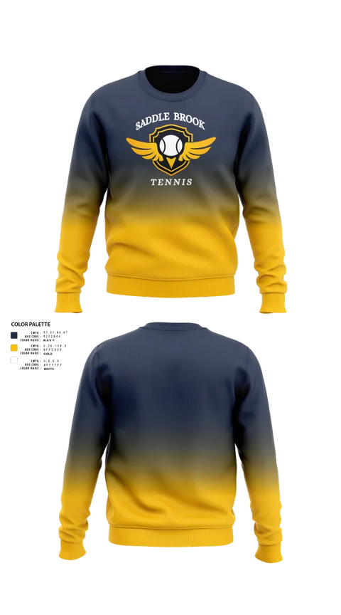 Crew Neck Sweatshirt, Saddle Brook Tennis, Tennis, Teamtime, Team time, sublimation, custom sports apparel, team uniforms, spirit wear, spiritwear, sports uniforms, custom shirts, team store, custom team store, fundraiser sports, apparel fundraiser
