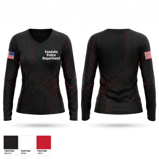 Womens Long Sleeve Vneck Shirt, Vandalia Police Department, Police, Teamtime, Team time, sublimation, custom sports apparel, team uniforms, spirit wear, spiritwear, sports uniforms, custom shirts, team store, custom team store, fundraiser sports, apparel fundraiser
