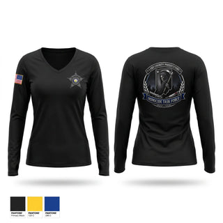 Womens Long Sleeve Vneck Shirt, Lake County Prosecutors Homicide Task Force, Police, Teamtime, Team time, sublimation, custom sports apparel, team uniforms, spirit wear, spiritwear, sports uniforms, custom shirts, team store, custom team store, fundraiser sports, apparel fundraiser
