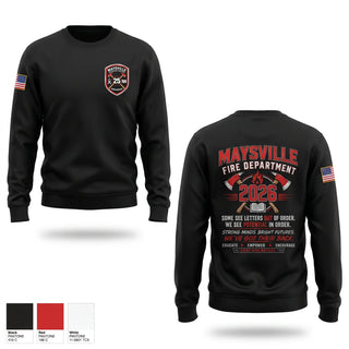 Crew Neck Sweatshirt, Maysville Fire Department, Fire Department, Teamtime, Team time, sublimation, custom sports apparel, team uniforms, spirit wear, spiritwear, sports uniforms, custom shirts, team store, custom team store, fundraiser sports, apparel fundraiser