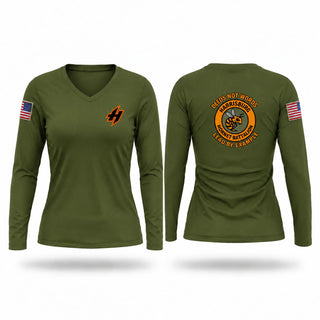 Womens Long Sleeve Vneck Shirt, Harrisburg Hornet Battalion, Army, Teamtime, Team time, sublimation, custom sports apparel, team uniforms, spirit wear, spiritwear, sports uniforms, custom shirts, team store, custom team store, fundraiser sports, apparel fundraiser