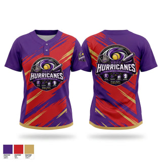 Two Button Softball Jersey, Hurricanes, Softball, Teamtime, Team time, sublimation, custom sports apparel, team uniforms, spirit wear, spiritwear, sports uniforms, custom shirts, team store, custom team store, fundraiser sports, apparel fundraiser
