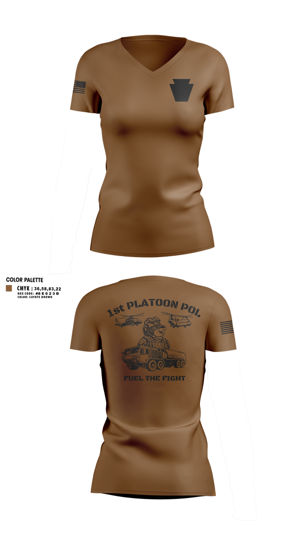 Womens Short Sleeve Vneck Shirt, Echo Company 2-104th GSAB, National Guard, Teamtime, Team time, sublimation, custom sports apparel, team uniforms, spirit wear, spiritwear, sports uniforms, custom shirts, team store, custom team store, fundraiser sports, apparel fundraiser