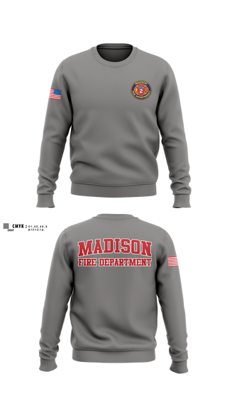 Crew Neck Sweatshirt, Madison Fire Department, Fire Department, Teamtime, Team time, sublimation, custom sports apparel, team uniforms, spirit wear, spiritwear, sports uniforms, custom shirts, team store, custom team store, fundraiser sports, apparel fundraiser