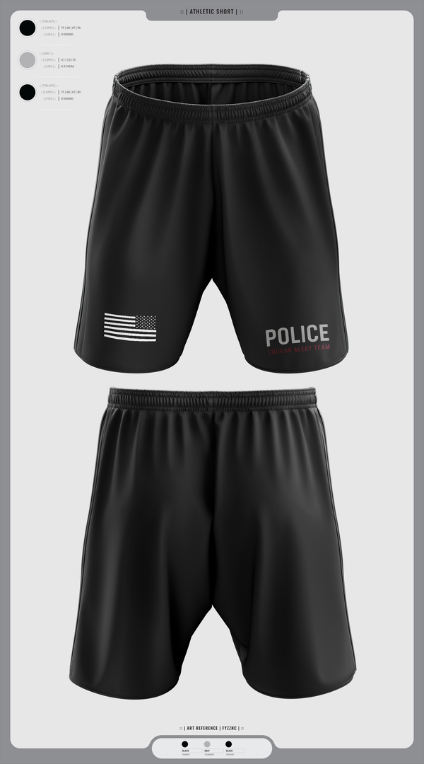 Athletic Shorts With Pockets, Cougar Alert Team 1, Police, Teamtime, Team time, sublimation, custom sports apparel, team uniforms, spirit wear, spiritwear, sports uniforms, custom shirts, team store, custom team store, fundraiser sports, apparel fundraiser