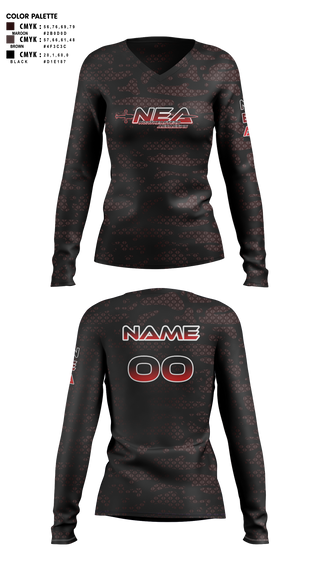 Womens Long Sleeve Vneck Shirt, Northeastern Assassins, E-Sports, Teamtime, Team time, sublimation, custom sports apparel, team uniforms, spirit wear, spiritwear, sports uniforms, custom shirts, team store, custom team store, fundraiser sports, apparel fundraiser