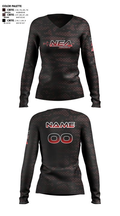 Northeastern Assassins Women's Long Sleeve V-neck Shirt - 3