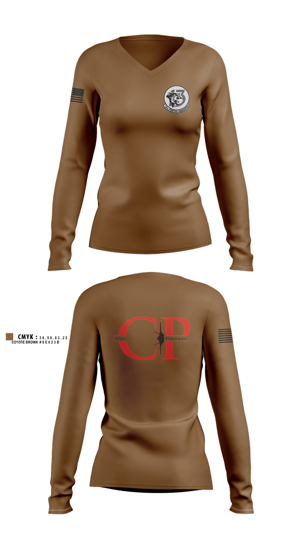 Womens Long Sleeve Vneck Shirt, 13th Fighter Squadron, Air Force, Teamtime, Team time, sublimation, custom sports apparel, team uniforms, spirit wear, spiritwear, sports uniforms, custom shirts, team store, custom team store, fundraiser sports, apparel fundraiser