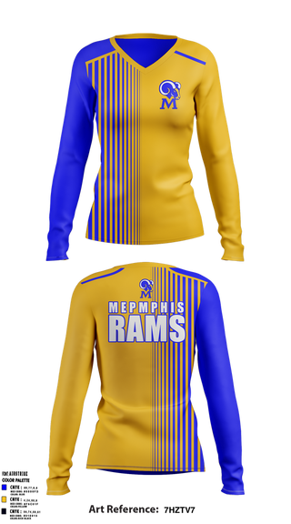 Womens Long Sleeve Vneck Shirt, Memphis Rams, , Teamtime, Team time, sublimation, custom sports apparel, team uniforms, spirit wear, spiritwear, sports uniforms, custom shirts, team store, custom team store, fundraiser sports, apparel fundraiser