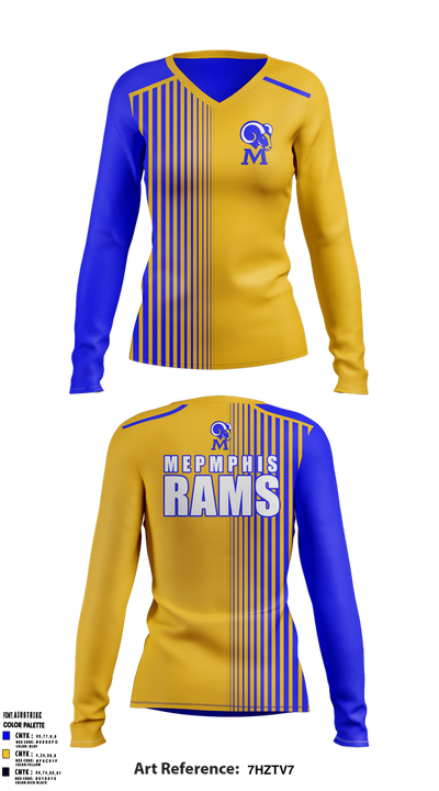 Memphis Rams 44971969 Women's Long Sleeve V-neck Shirt - 2