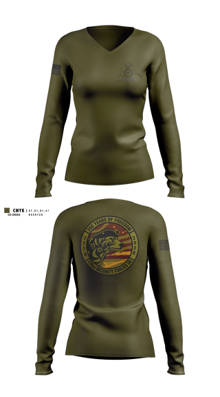Womens Long Sleeve Vneck Shirt, 176 SFS, National Guard, Teamtime, Team time, sublimation, custom sports apparel, team uniforms, spirit wear, spiritwear, sports uniforms, custom shirts, team store, custom team store, fundraiser sports, apparel fundraiser