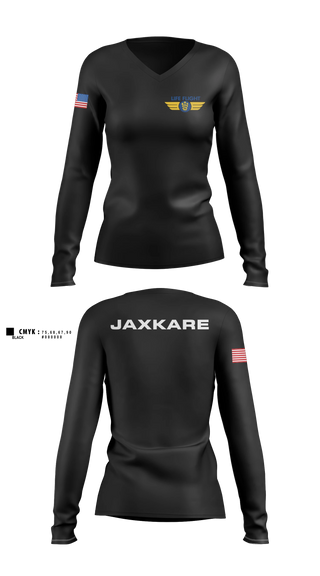 Womens Long Sleeve Vneck Shirt, JaxCare, EMS/EMT, Teamtime, Team time, sublimation, custom sports apparel, team uniforms, spirit wear, spiritwear, sports uniforms, custom shirts, team store, custom team store, fundraiser sports, apparel fundraiser