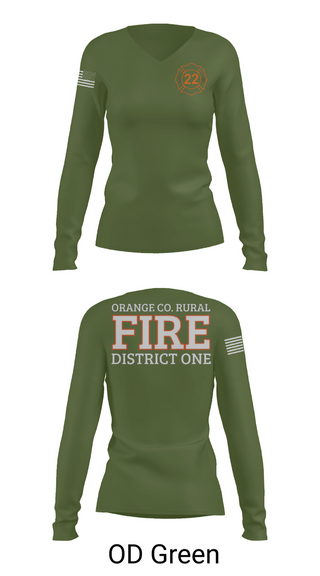Womens Long Sleeve Vneck Shirt, Orange County Rural District 1 Fire Department, , Teamtime, Team time, sublimation, custom sports apparel, team uniforms, spirit wear, spiritwear, sports uniforms, custom shirts, team store, custom team store, fundraiser sports, apparel fundraiser