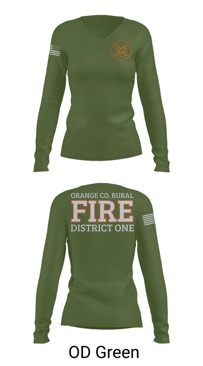 Orange County Rural District 1 Fire Department 66539276 Women's Long Sleeve V-neck Shirt - 57