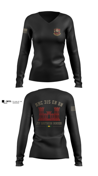 Womens Long Sleeve Vneck Shirt, 315, Army, Teamtime, Team time, sublimation, custom sports apparel, team uniforms, spirit wear, spiritwear, sports uniforms, custom shirts, team store, custom team store, fundraiser sports, apparel fundraiser