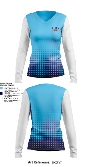 Womens Long Sleeve Vneck Shirt, Lions, Cheer, Teamtime, Team time, sublimation, custom sports apparel, team uniforms, spirit wear, spiritwear, sports uniforms, custom shirts, team store, custom team store, fundraiser sports, apparel fundraiser